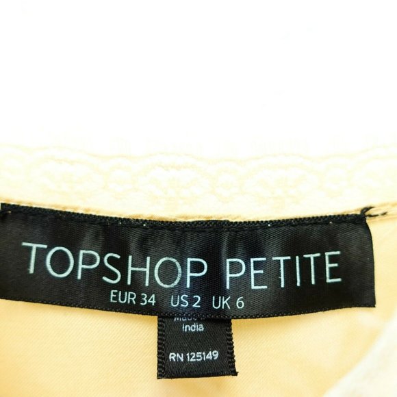 TOPSHOP Womens Ivory Cami Blouse 2P XSP Halter Floral Lace Sheer Braided Pleated - Picture 3 of 12